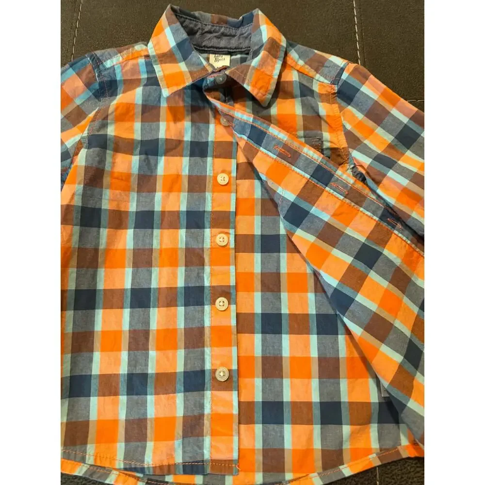 Baby B'Gosh Boys Button Down Long Sleeve Plaid Multicolor Collared Size 4T